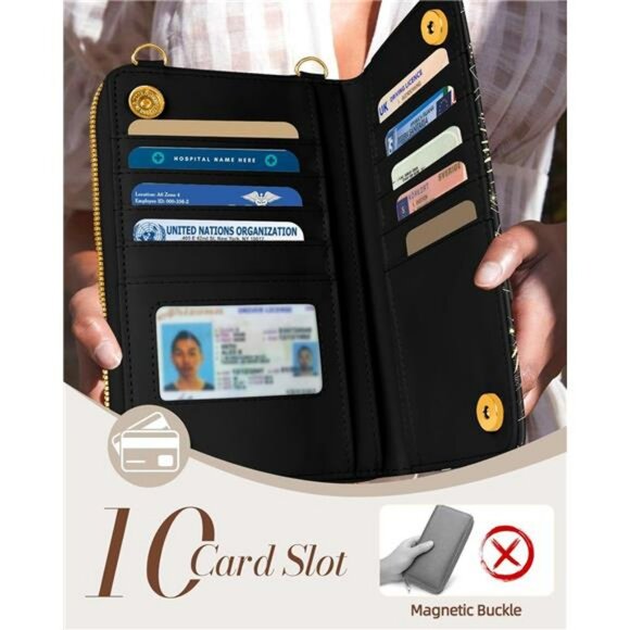 Cute Leather Crossbody Phone Purse Wallet Bag with Card Slots Adjustable Strap - Picture 5 of 7